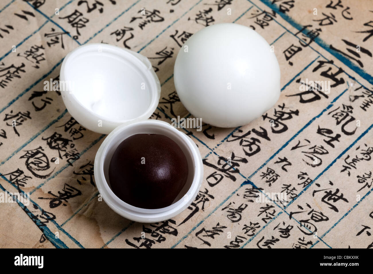 white wax sealed pill of Chinese medicine Stock Photo