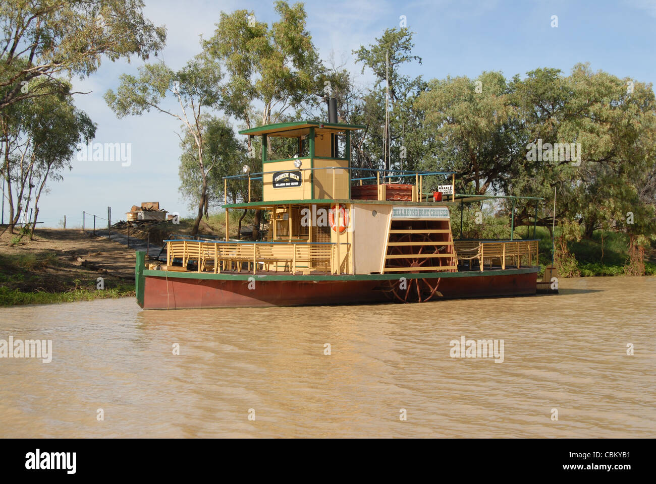 Paddlesteamer operated by Billabong Boat Cruises on the Thompson River at Longreach in Outback Queensland, Australia Stock Photo