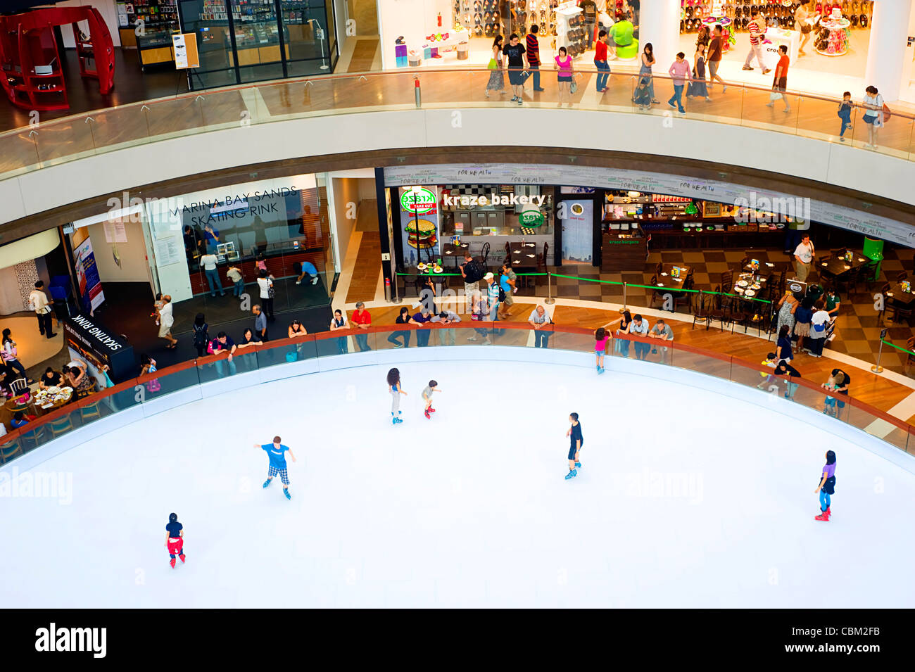 Ice  rink in a shopping centre at Marina Bay Sands Resort Stock Photo