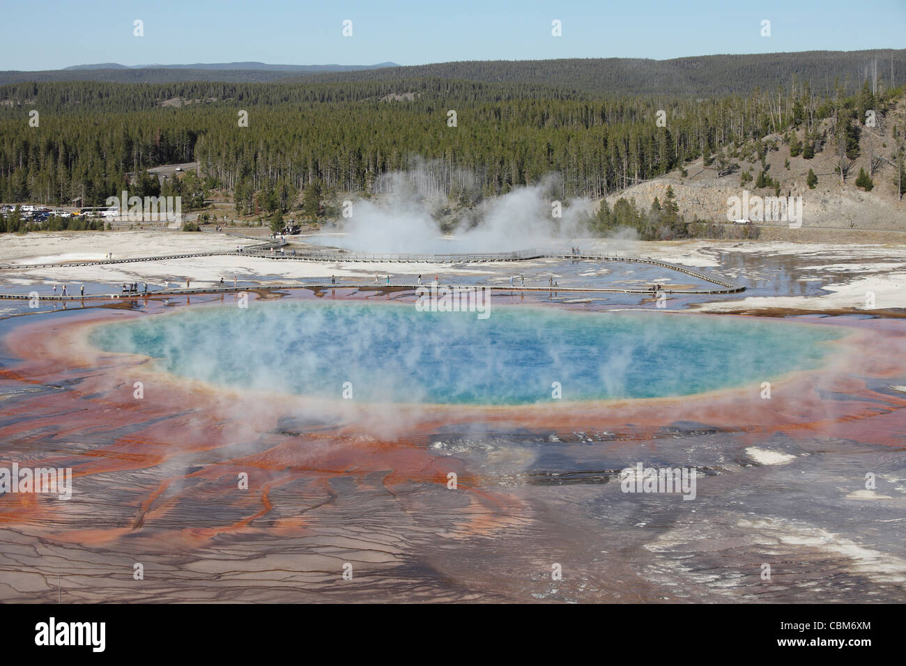 Grand Prismatic Spring, Midway Geyser Basin geothermal area, Yellowstone Caldera, Yellowstone National Park, Wyoming. Stock Photo