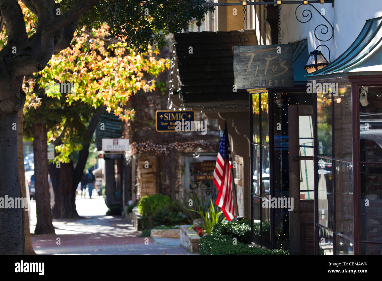 USA, California, Central Coast, CarmelByTheSea, village street Stock