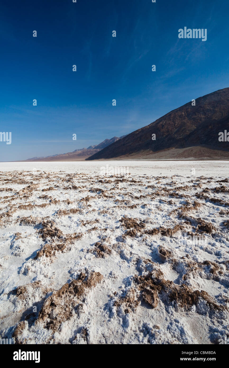 USA, California, Death Valley NP, Badwater, elevation 282 feet below ...