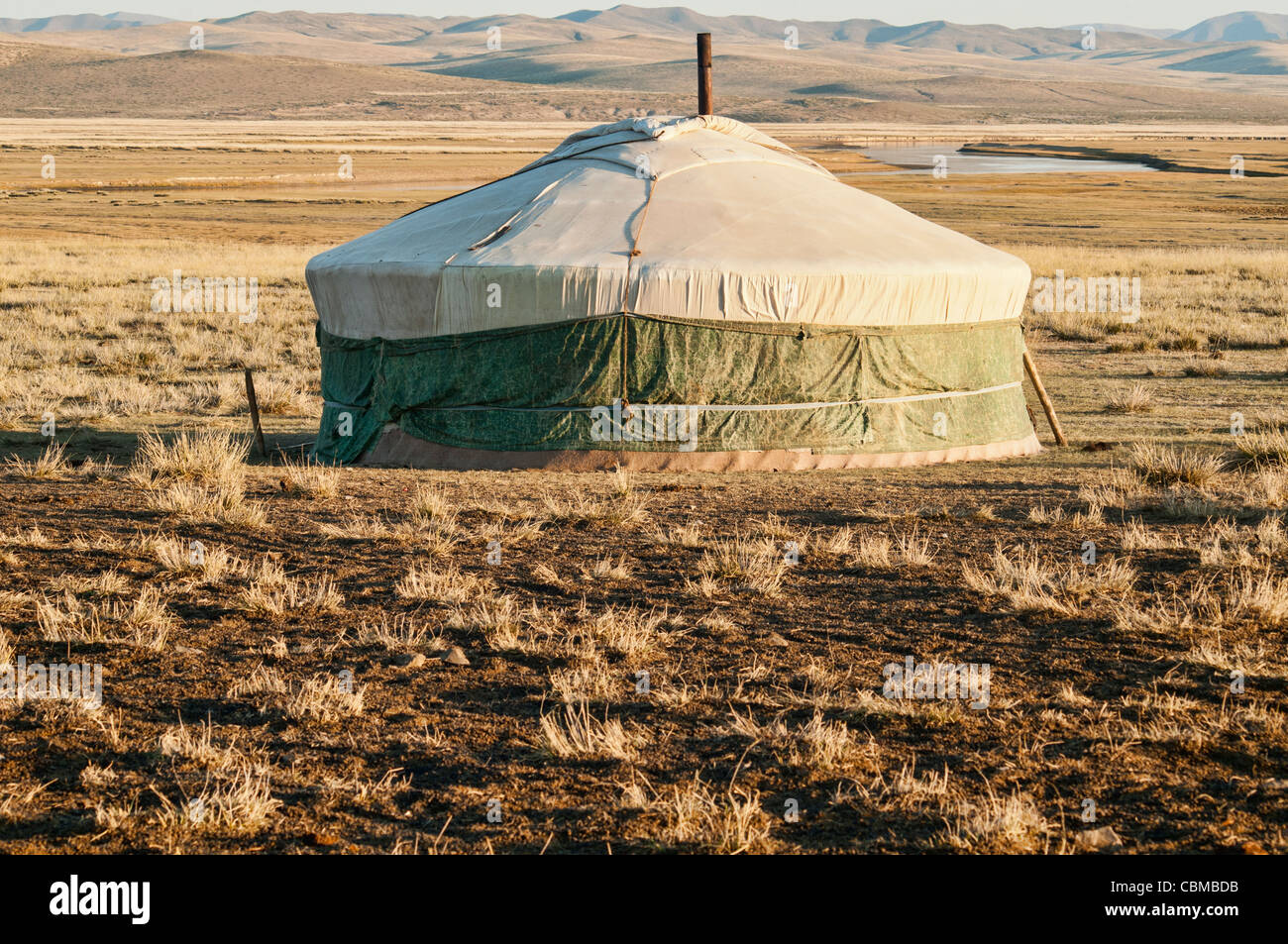 traditional Mongolian ger, Gobi Desert Stock Photo