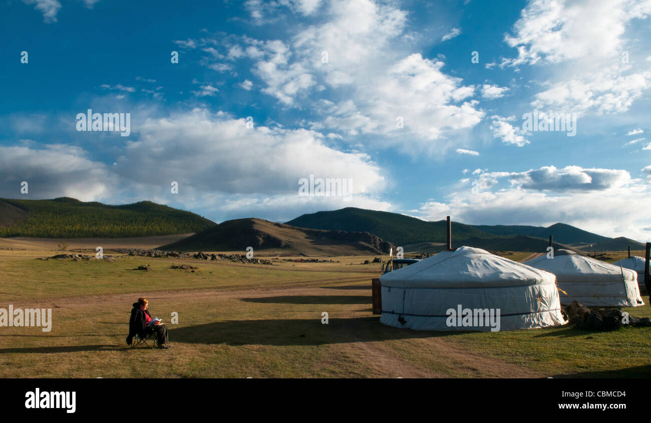 beautiful landscape in the Orkhon River Valley of Central Mongolia ...