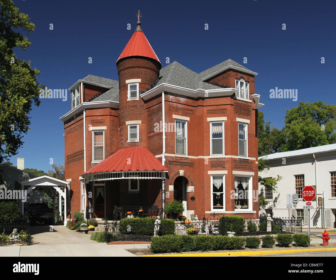 Donlan Home. Historic House. 102 West Third Street, Madison, Indiana, USA. Queen Anne, Romanesque architecture. Stock Photo