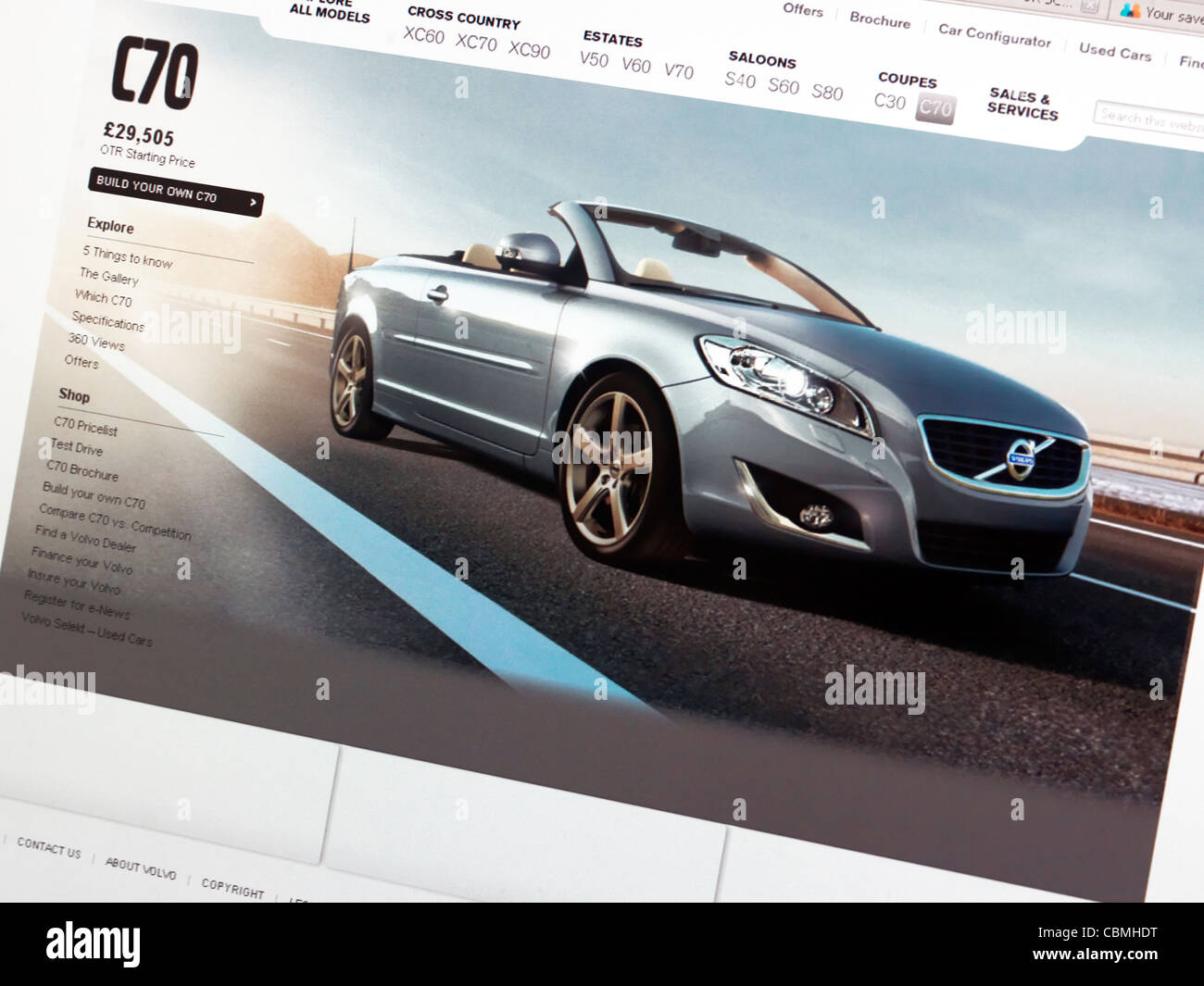 A Volvo Advert On Computer Screen Stock Photo