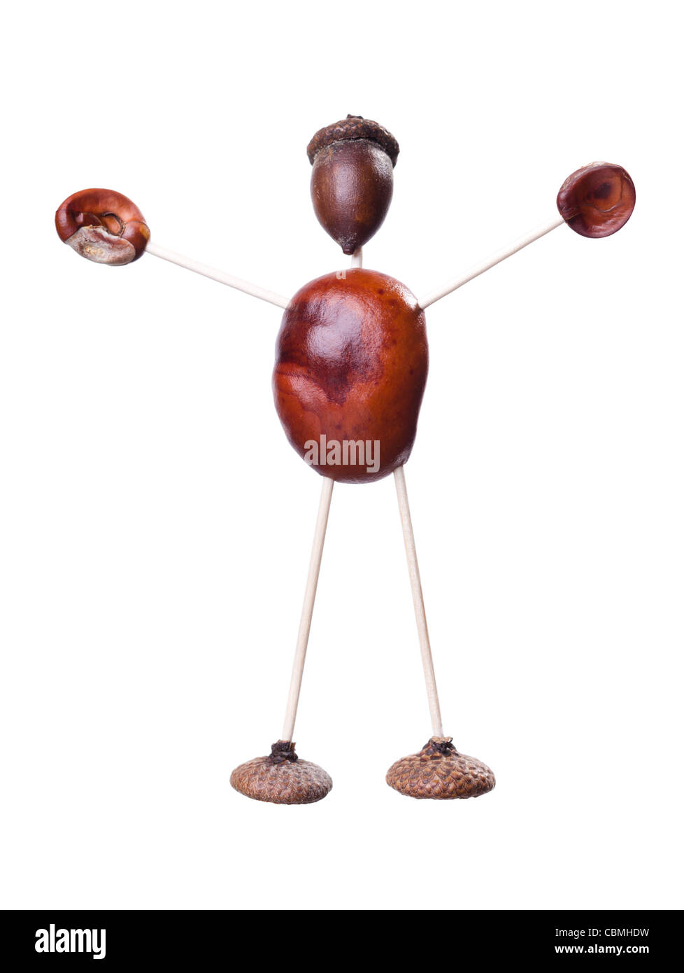 Little manikin made of chestnuts Stock Photo