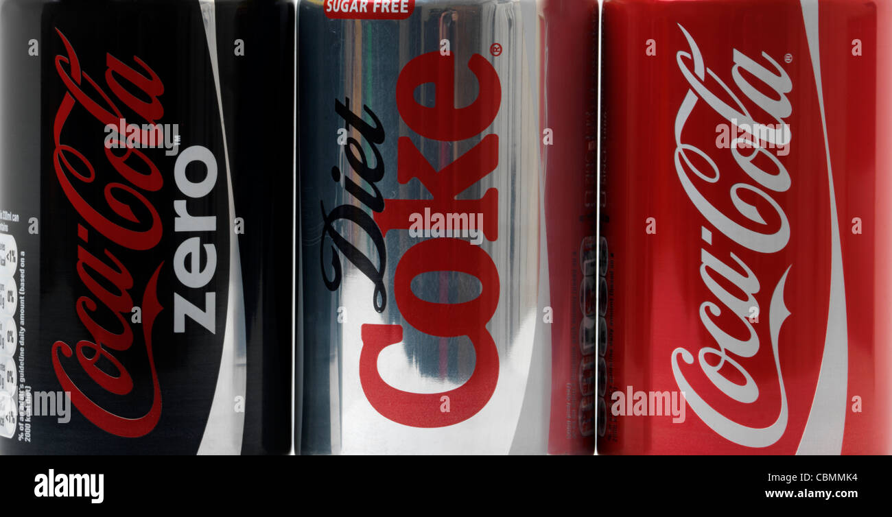 Coca Cola Product Variation Diet Coke, Coca Cola Zero And Coca Cola Stock Photo