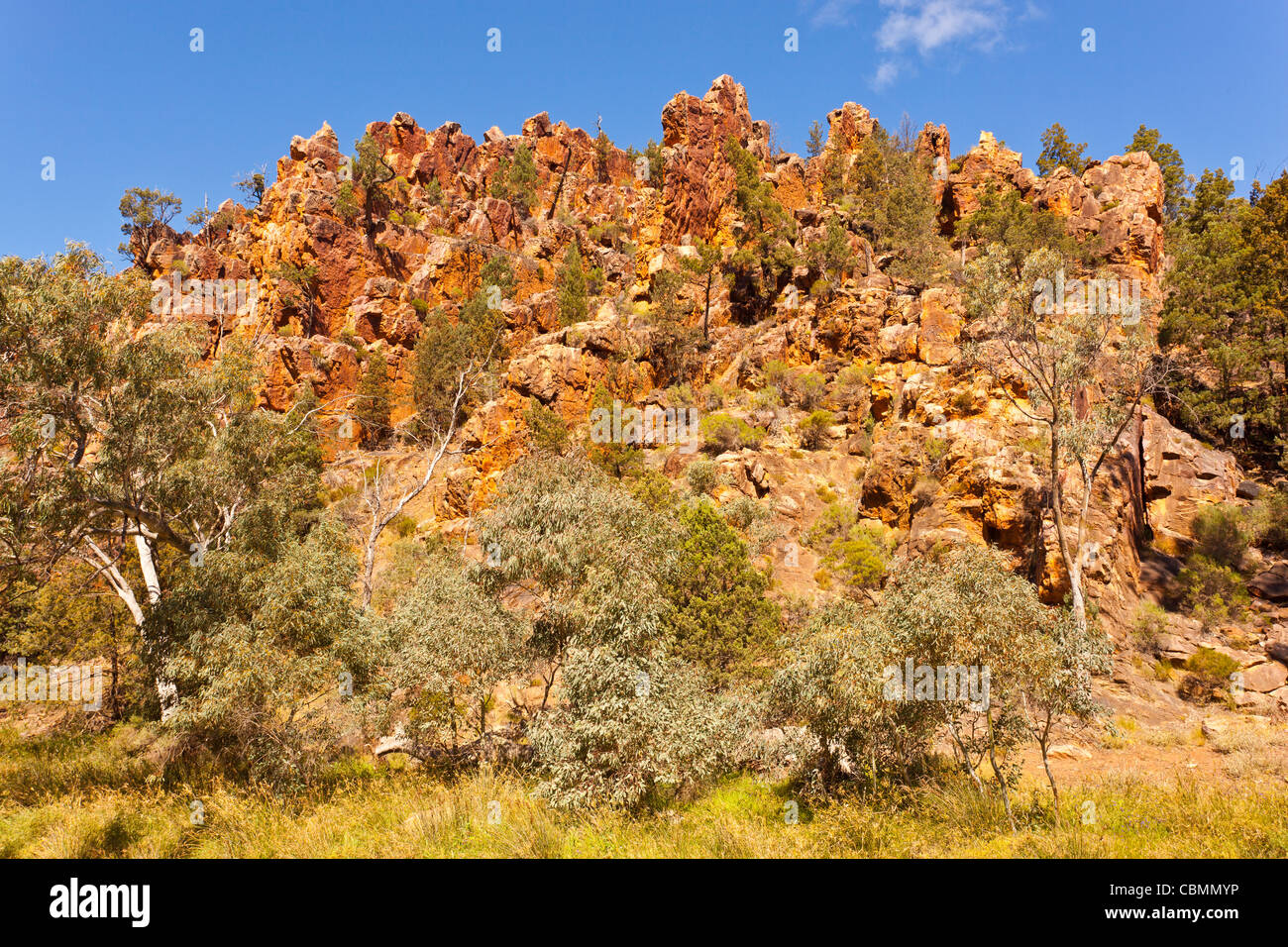 rugged cliffs in Warren Gorge near Quorn in the Flinders Ranges in outback South Australia, Australia Stock Photo