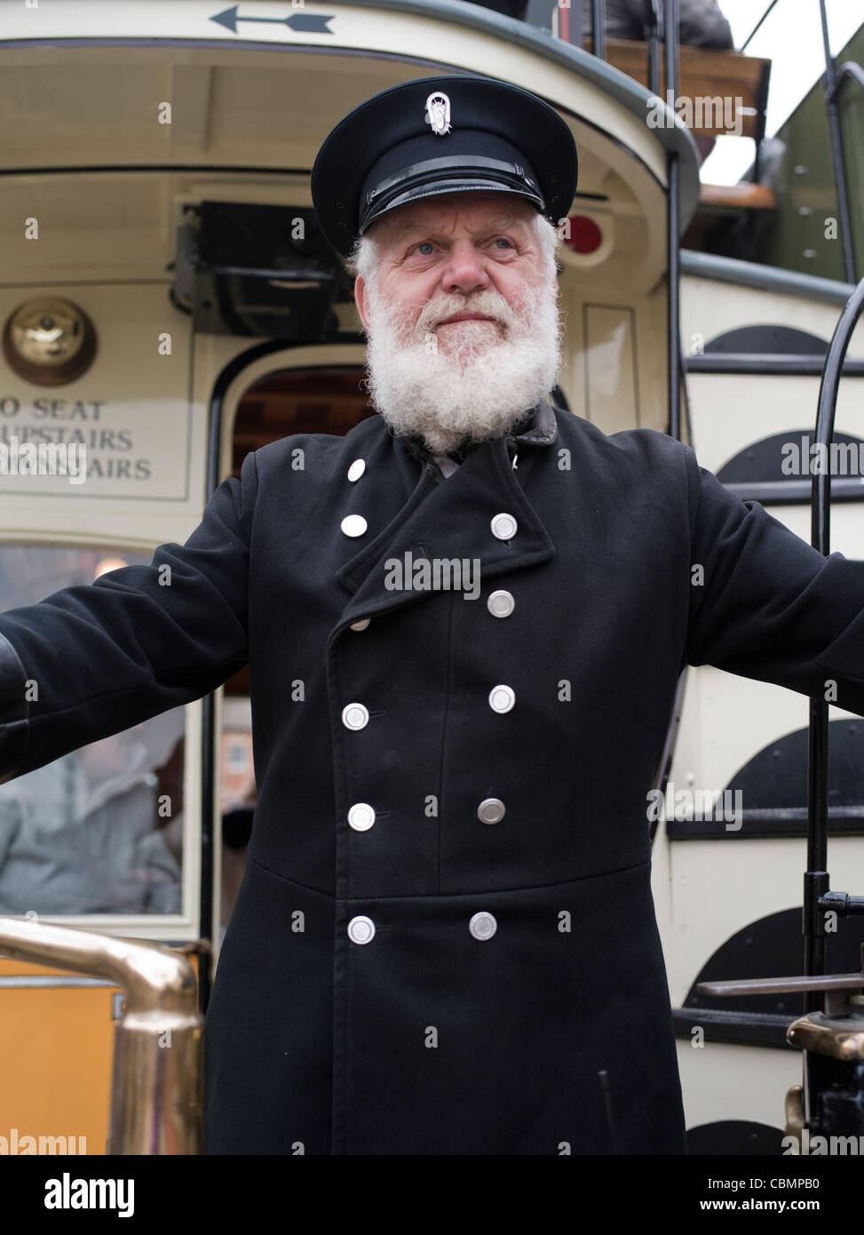Tram conductor. Beamish, The North of England Open Air Museum County Durham ENGLAND Stock Photo
