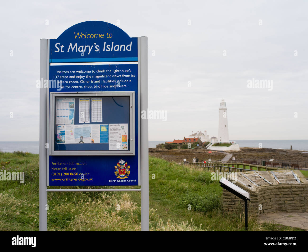 St. Mary's Island and Lighthouse Tyne and Wear Stock Photo