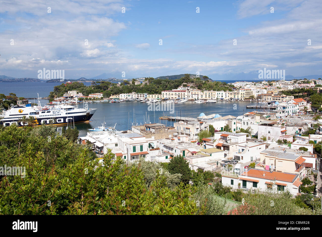 View of Ischa Harbour, Campania, Mediterranean Sea, Italy Stock Photo