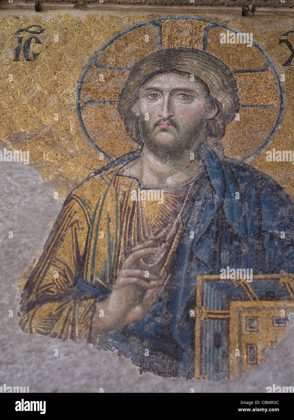 The Deësis mosaic with Christ as ruler. Mosaic in Hagia Sophia Interior ...