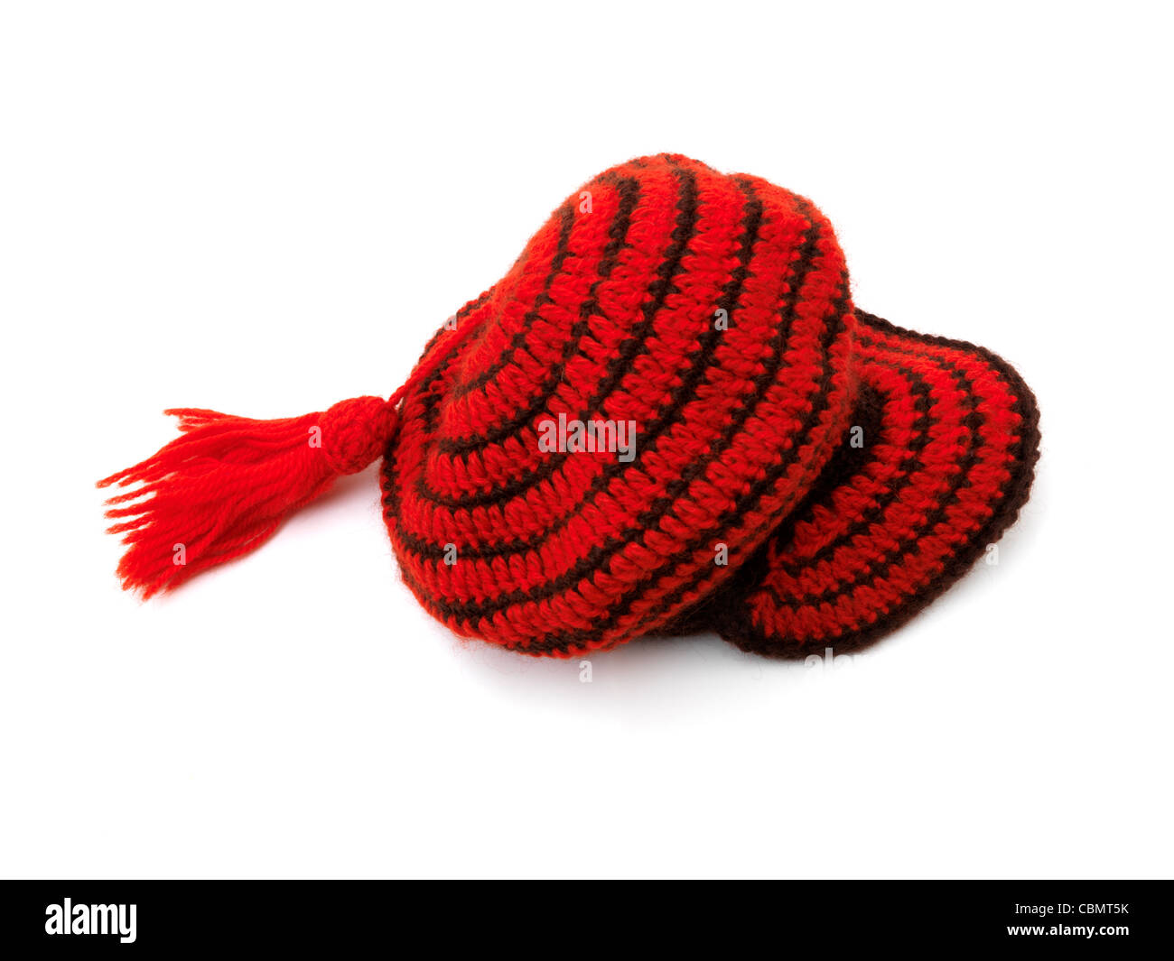 Woollen Knitted Hat With Tassel Stock Photo Alamy