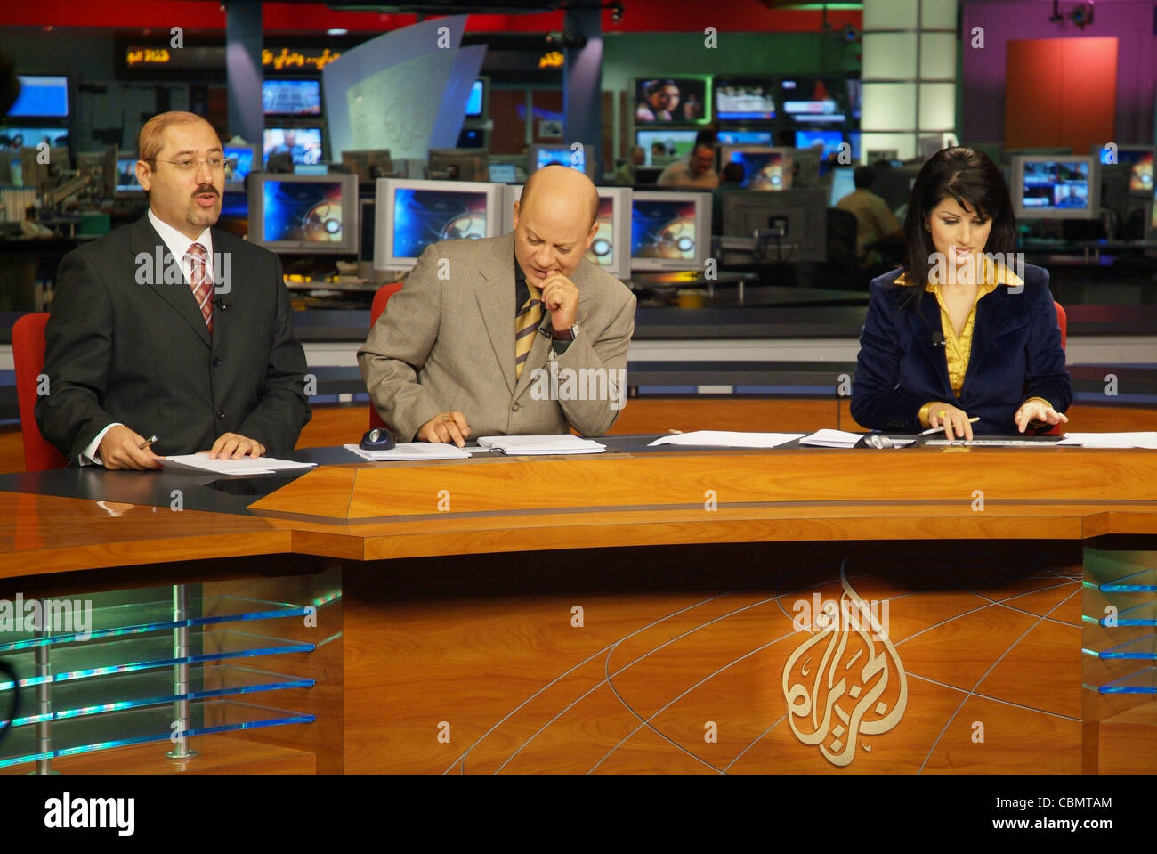 Jazeera Anchors Habib Ghribi Lina Zahreddine And Other Presenter Stock Photo Alamy