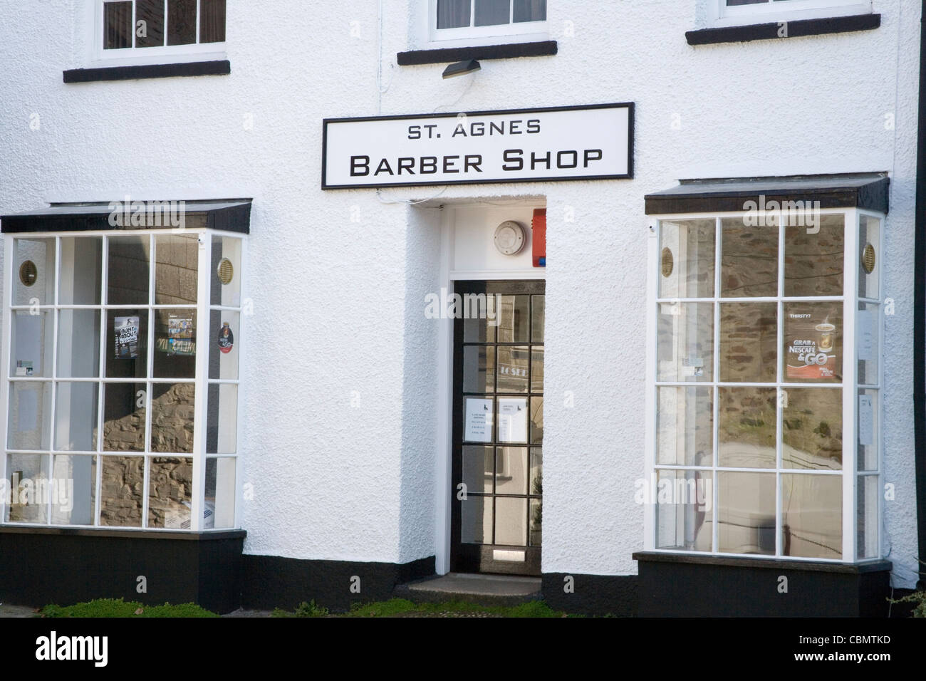 barber shop in the village of st agnes north cornwall Stock Photo