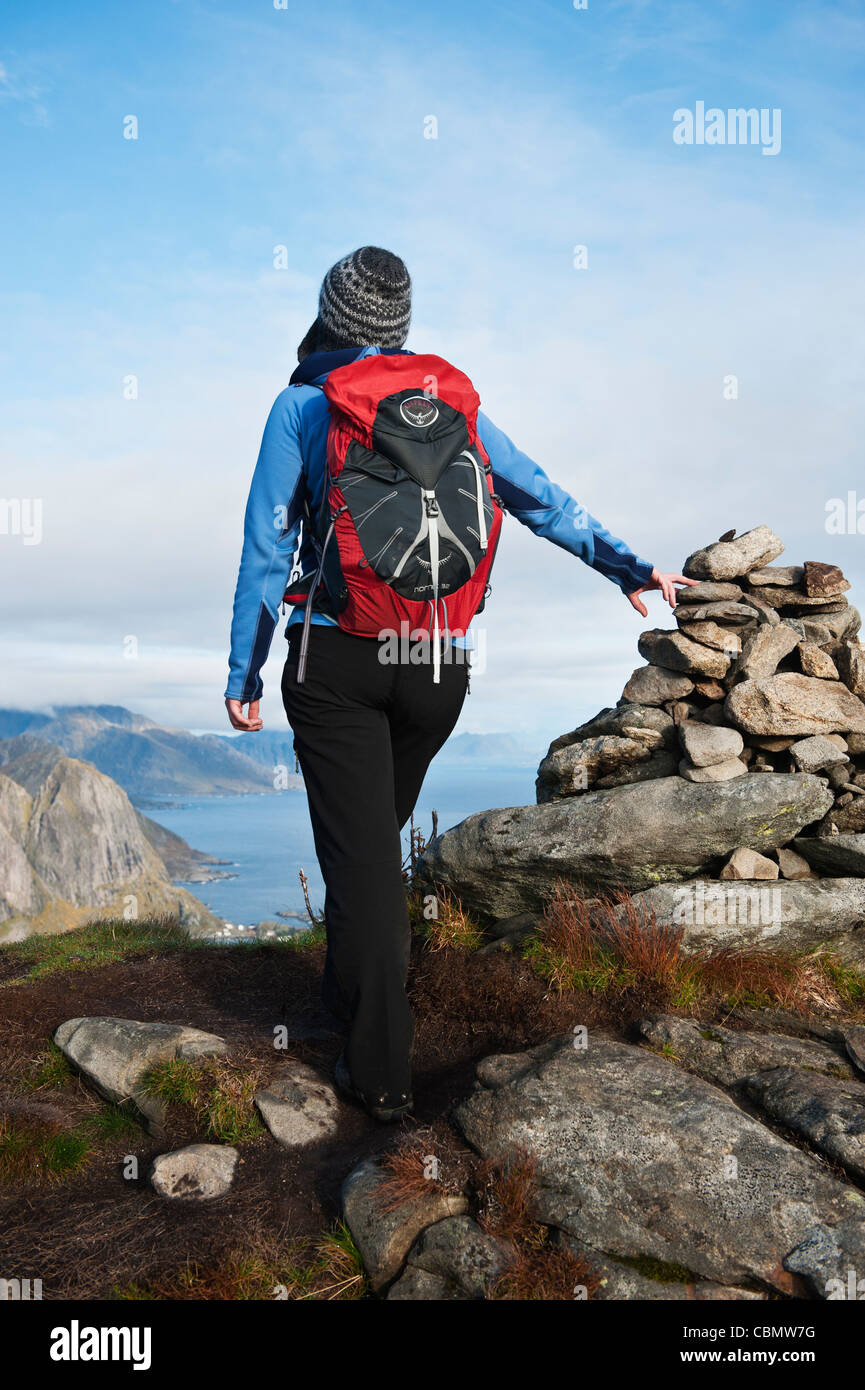 Female hiker on rock dramatic hi-res stock photography and images - Alamy