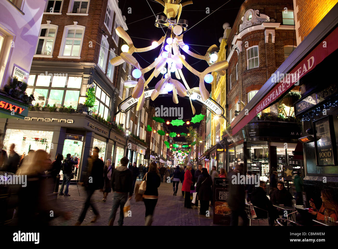Carnaby Street Christmas lights 2011, West End London, United Kingdom