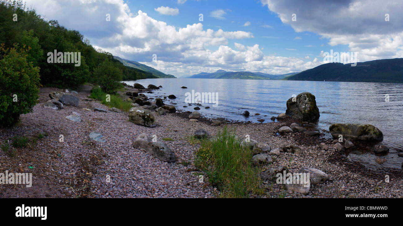 Looking across Loch Ness from Dores, morning, Inverness, Highland Region, Scotland Stock Photo