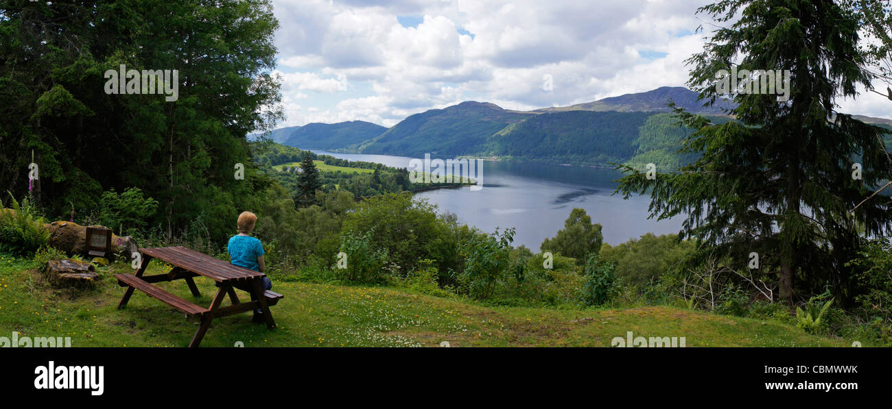 Looking across Loch Ness from Dores, morning, Inverness, Highland Region, Scotland Stock Photo