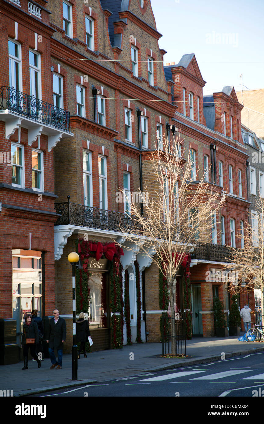 Row of Shops on Sloane Street in Sloane Square, London, UK, People