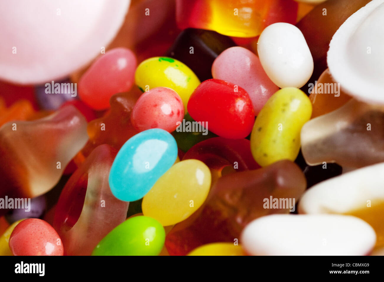 A close crop of a bowl of mixed jelly sweets Stock Photo Alamy