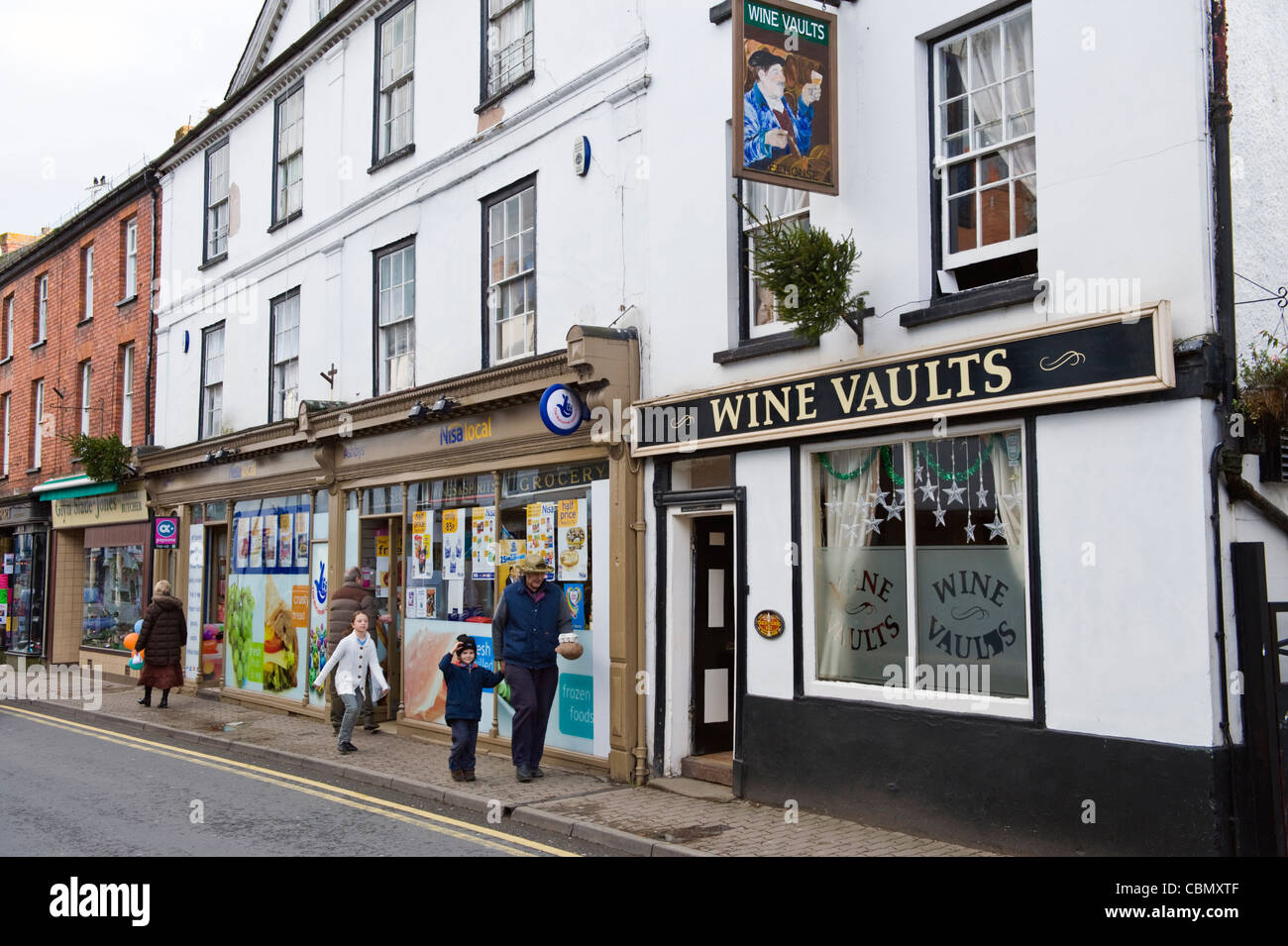 The Wine Vaults pub on the high street in Kington Herefordshire England