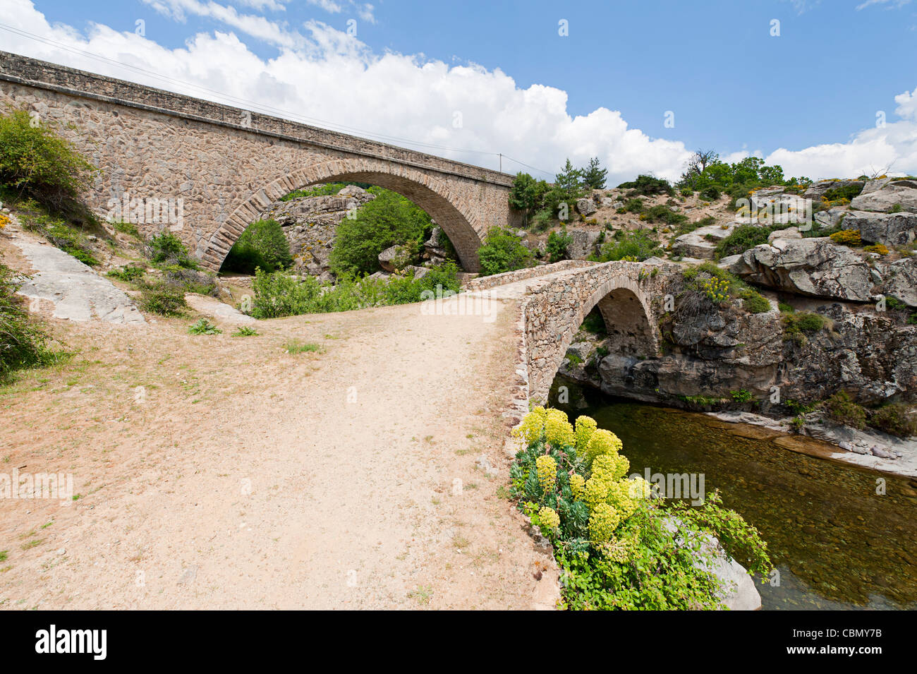 Arch bridges in Corsica, France Stock Photo