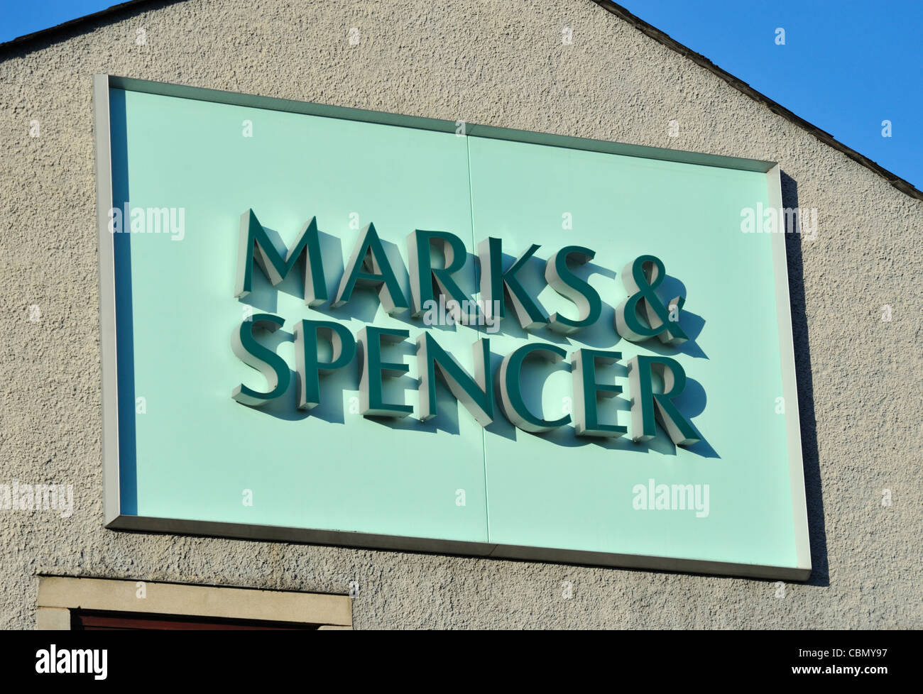 Marks & Spencer sign. Kendal, Cumbria, England, United Kingdom, Europe. Stock Photo