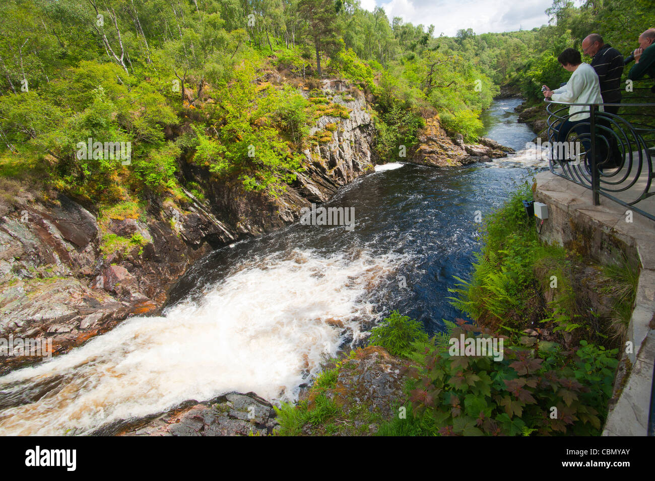 Falls of Shin, salmon leap, Highland, Scotland Stock Photo Alamy