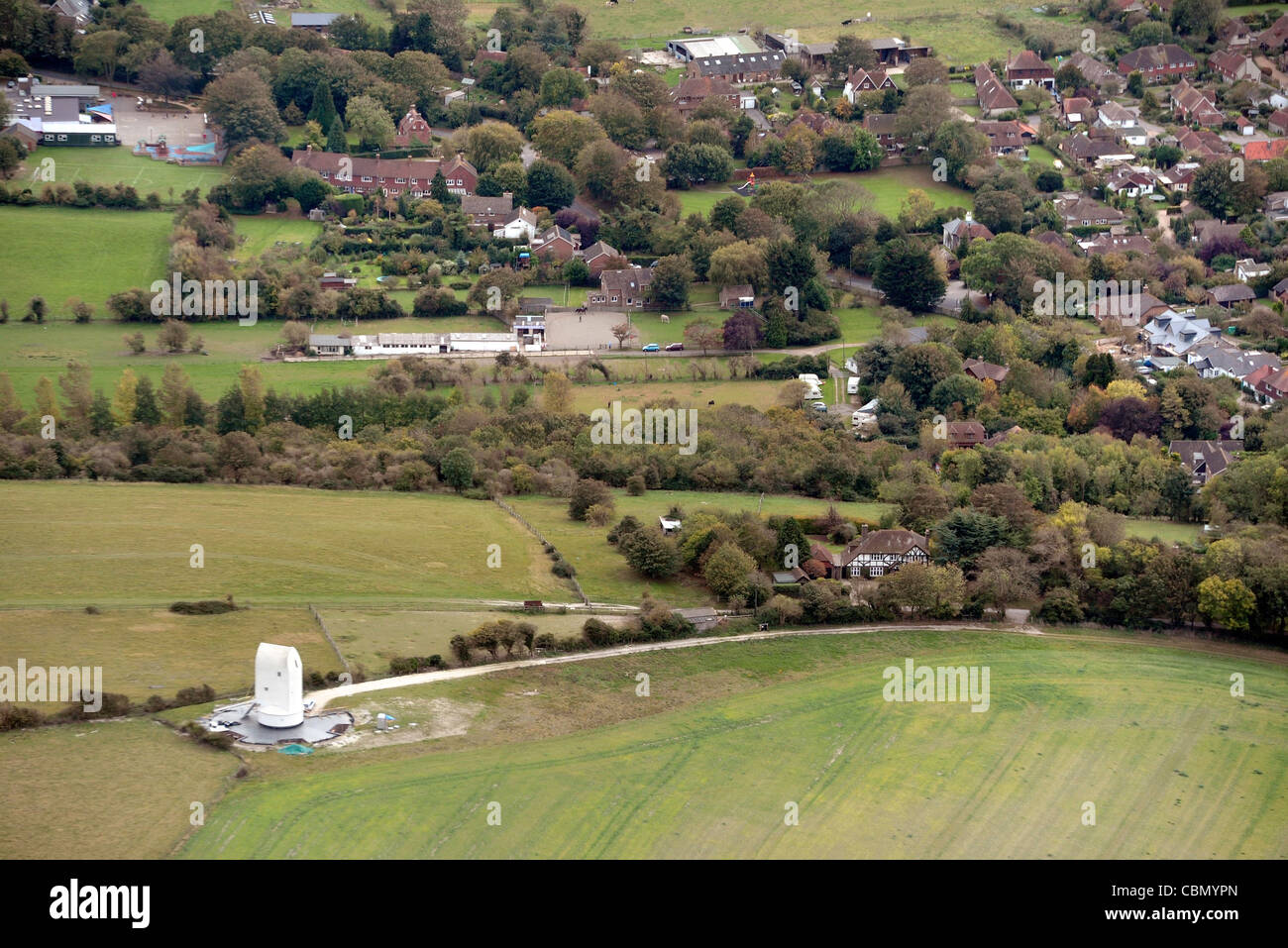 Aerial view of Kingston Windmill Sussex, England Stock Photo