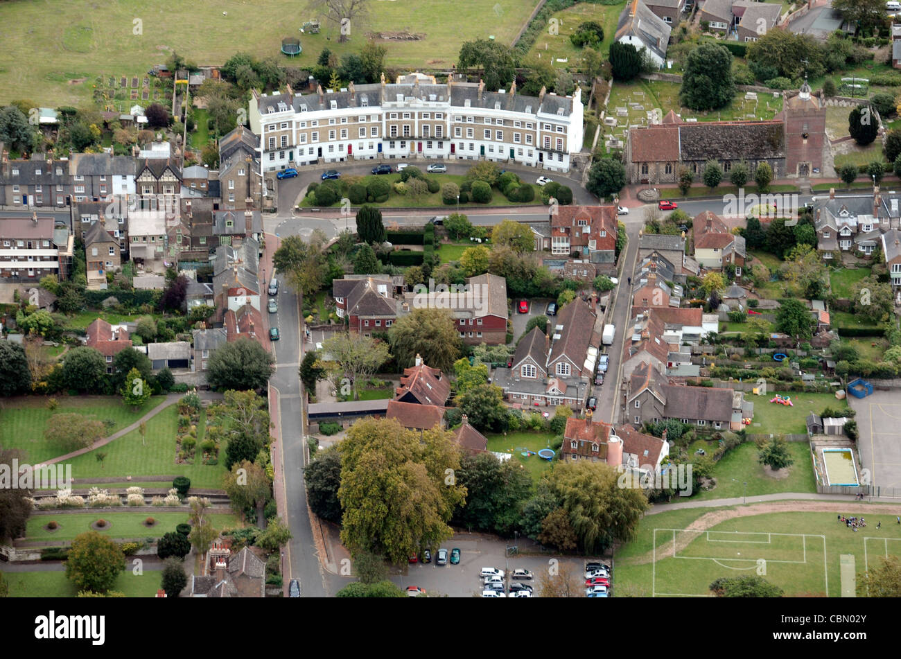 Aerial view of priory crescent in Southover High Street, Lewes, East Sussex, England Stock Photo
