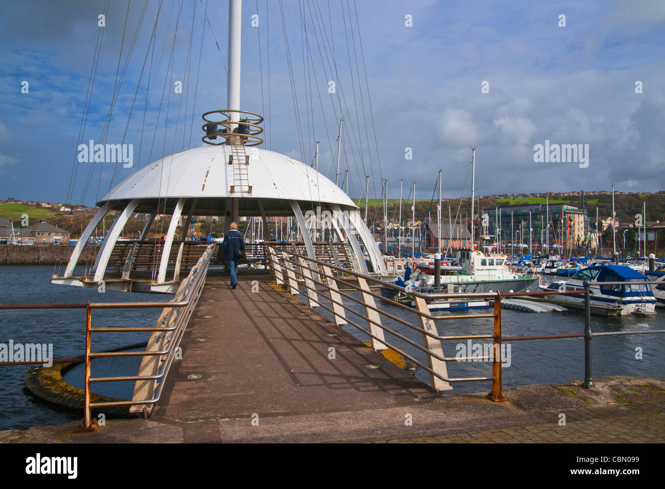 Whitehaven busy harbour and marina, Cumbria, England Stock Photo