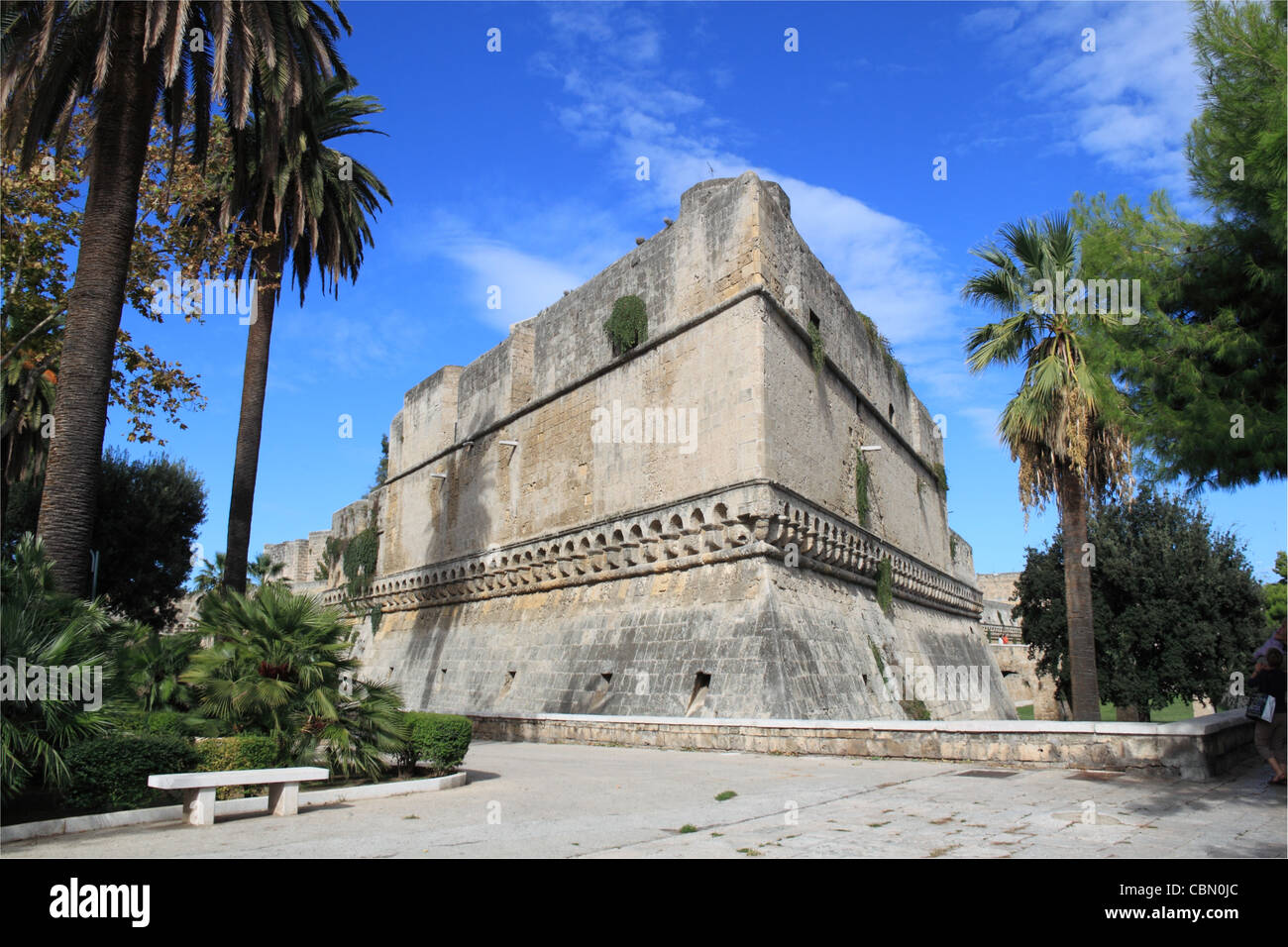 South wall of Swabian Castle, Castello Svevo, Piazza Federico 2 di Svevia, Bari Vecchia, Apulia, Puglia, Adriatic Sea, Europe Stock Photo