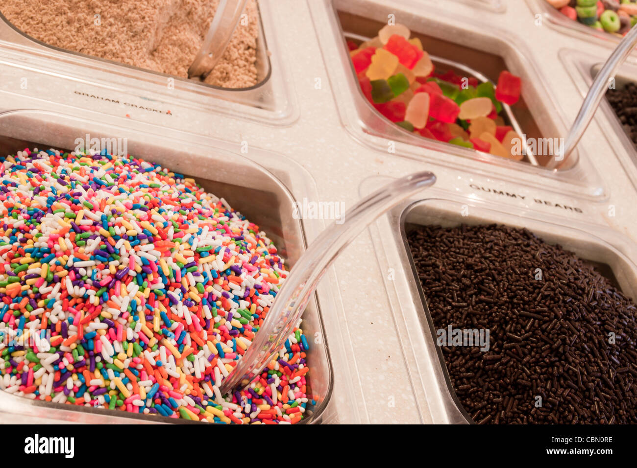 Toppings for frozen yogurt Stock Photo Alamy