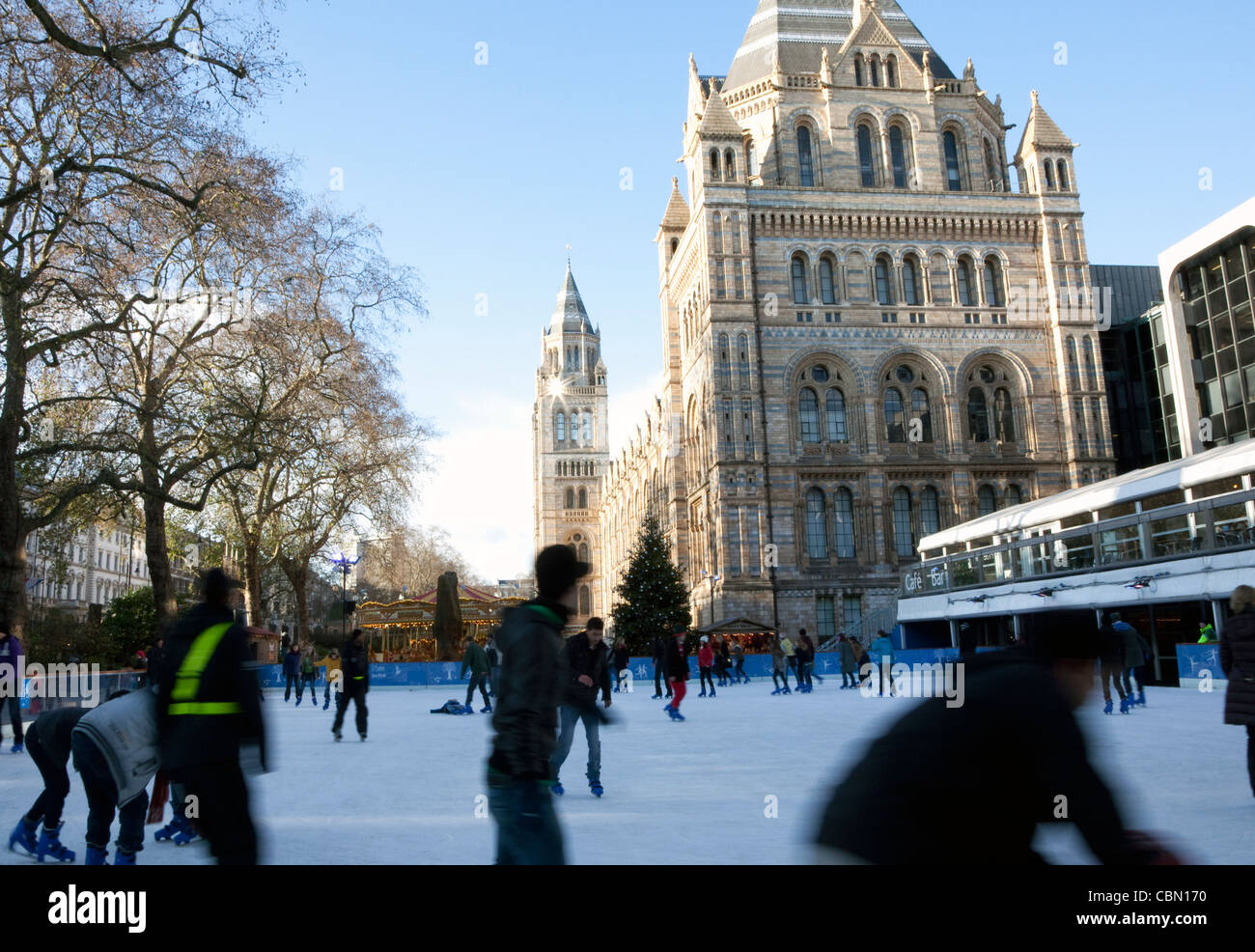Iceskating rink at Natural History Museum, London Stock Photo Alamy
