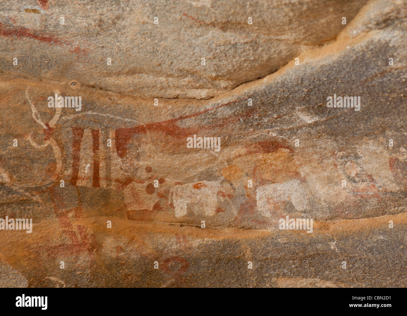 Laas Geel Rock Art Caves, Paintings Depicting Cows Somaliland Stock Photo