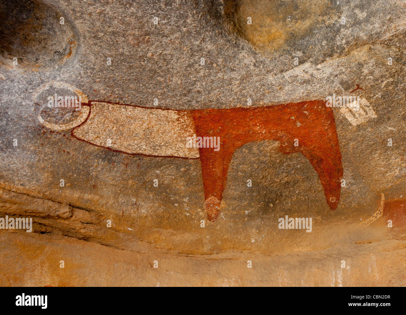 Laas Geel Rock Art Caves, Paintings Depicting Cows Somaliland Stock Photo