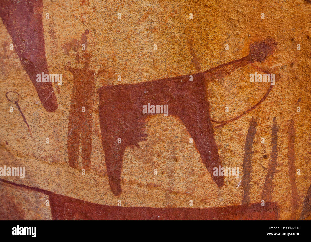 Laas Geel Rock Art Caves, Paintings Depicting Cows Somaliland Stock Photo