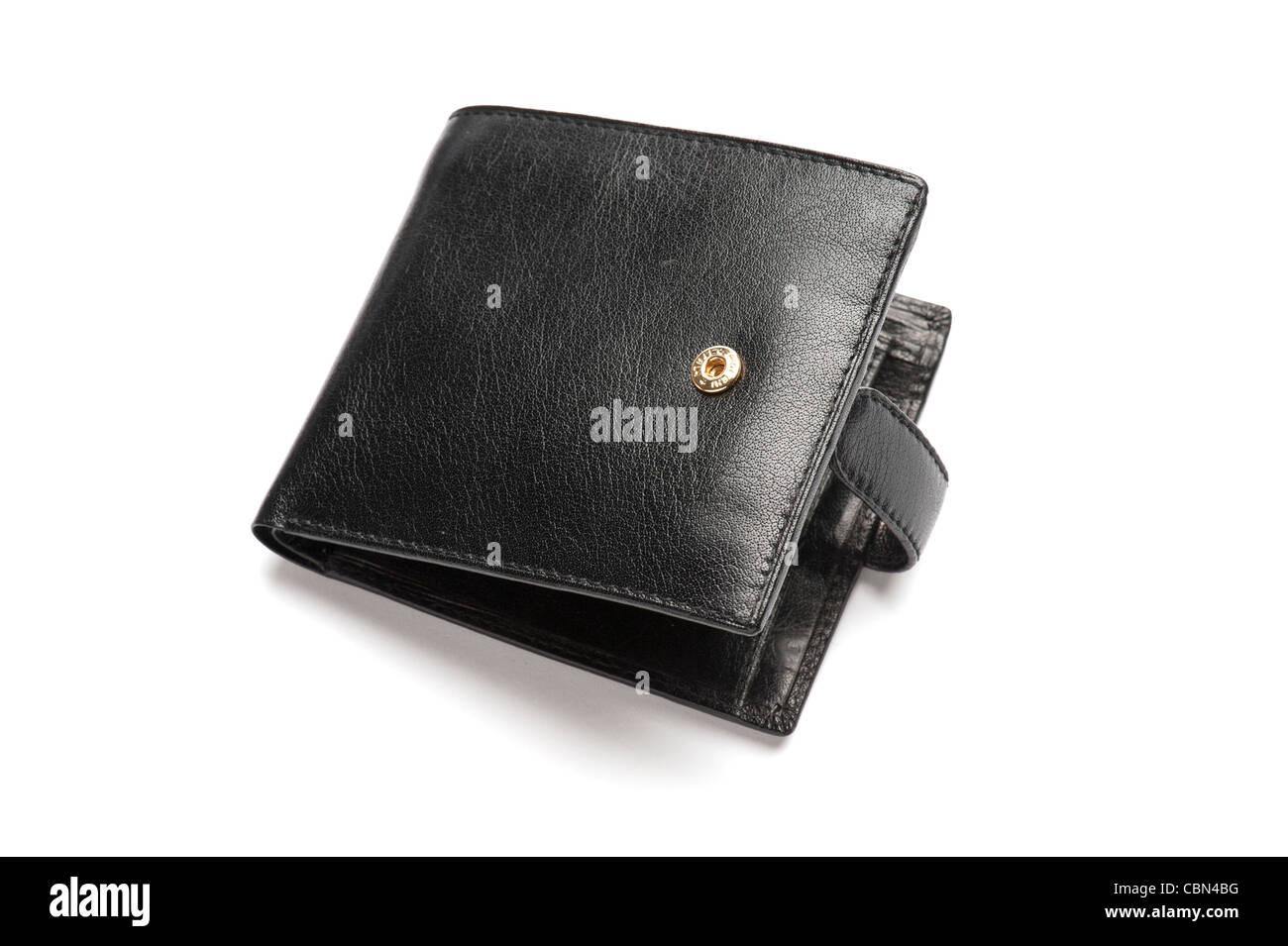 A black leather wallet, close-up Stock Photo