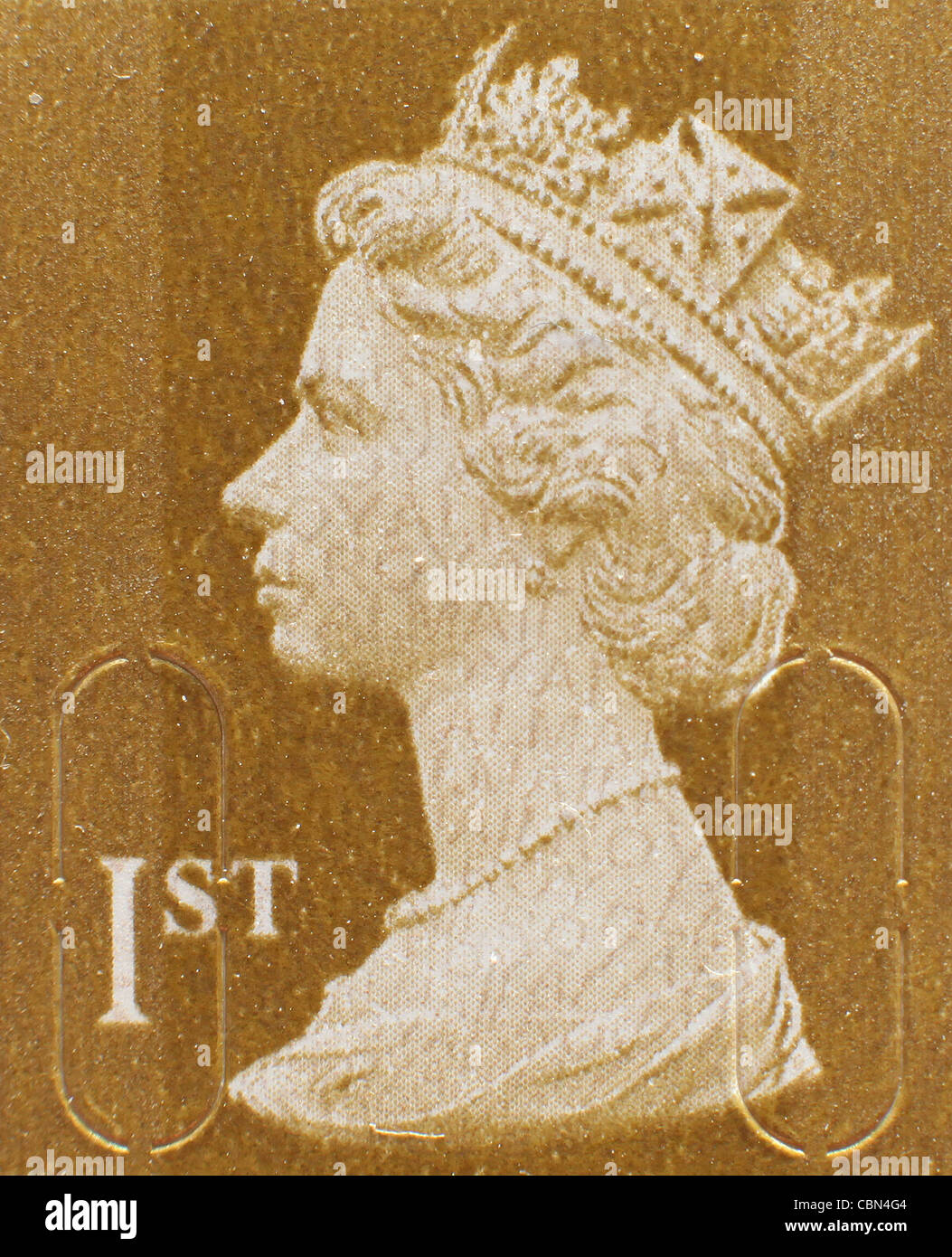 Close-up of a Royal Mail 1st class stamp. Picture by James Boardman. Stock Photo