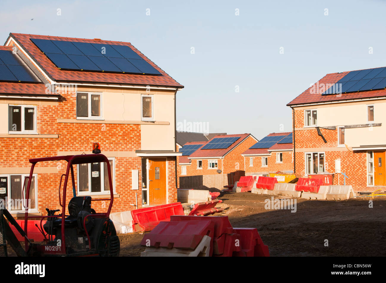 Gentoo house builder's Hutton Rise housing development in Sunderland, UK. Hutton Roof sets new standards in green build. Stock Photo