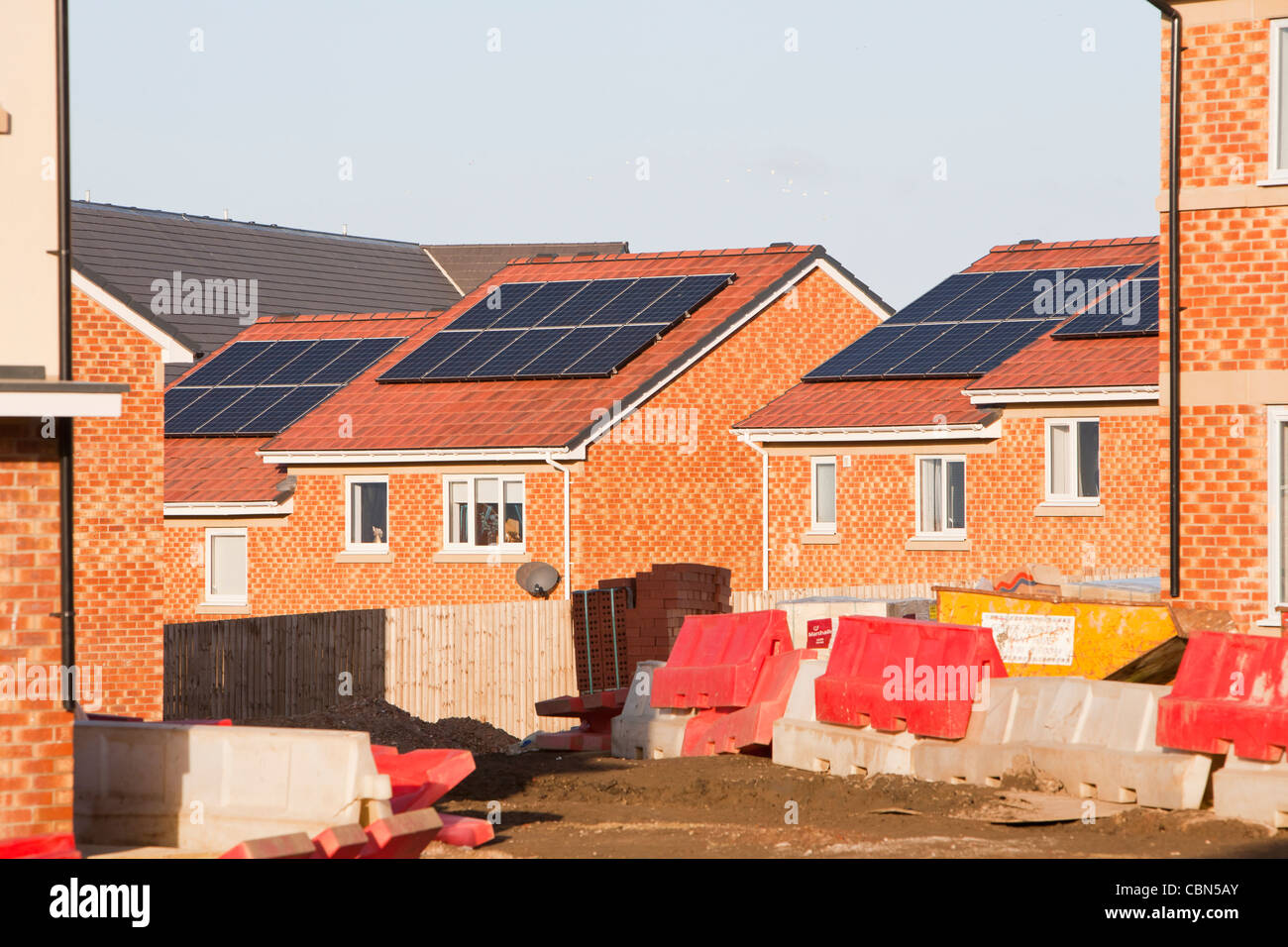 Gentoo house builder's Hutton Rise housing development in Sunderland, UK. Hutton Roof sets new standards in green build. Stock Photo