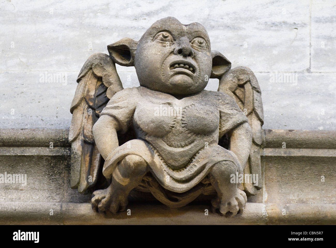 Gargoyles and Exotics of Magdalen College, Oxford - pig-faced female demon Stock Photo