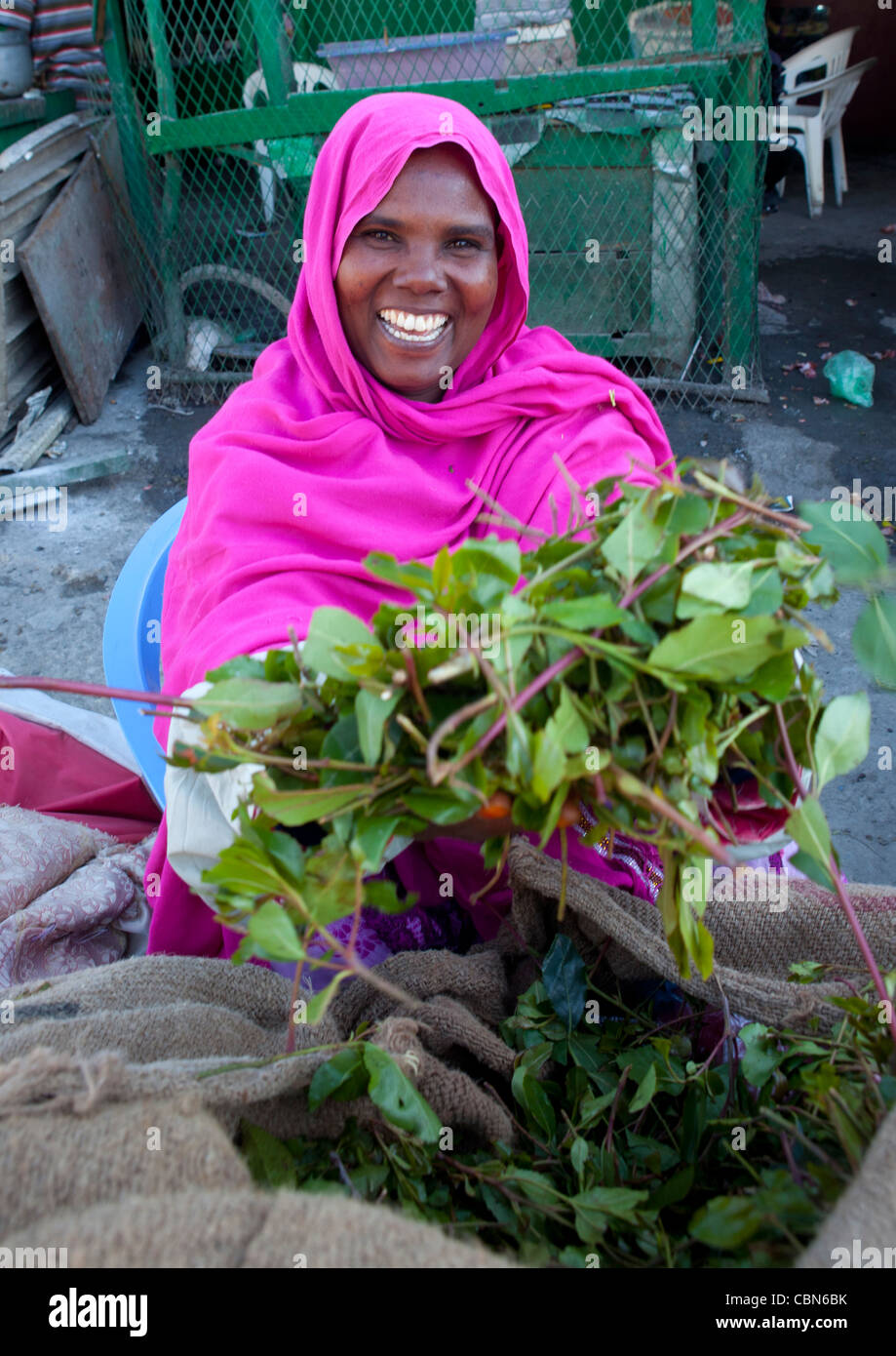 Boroma Khat Seller Woman In A Street Of Boorama Somaliland Stock Photo