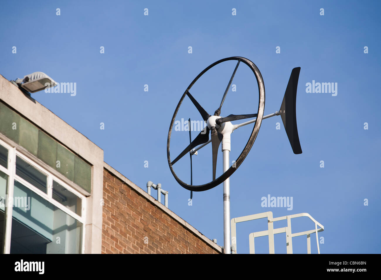 A vertical axis wind turbine at Newcastle campus of the University of Northumberland, UK. Stock Photo