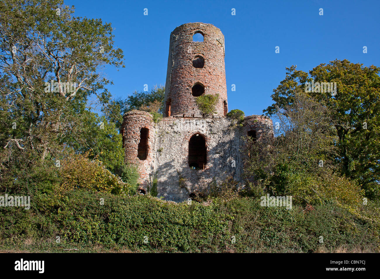 Racton Folly monument aka Stansted Castle, Stansted Estate, Funtington, West Sussex, England Stock Photo