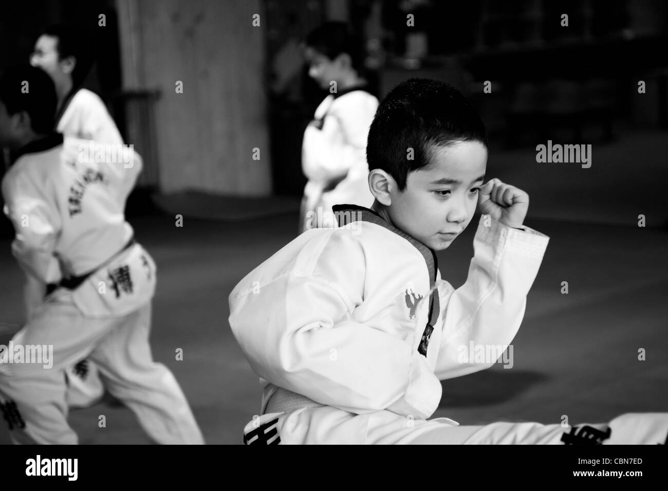 Taekwondo training class at the BoTao Taekwondo School in the Chaoyang ...