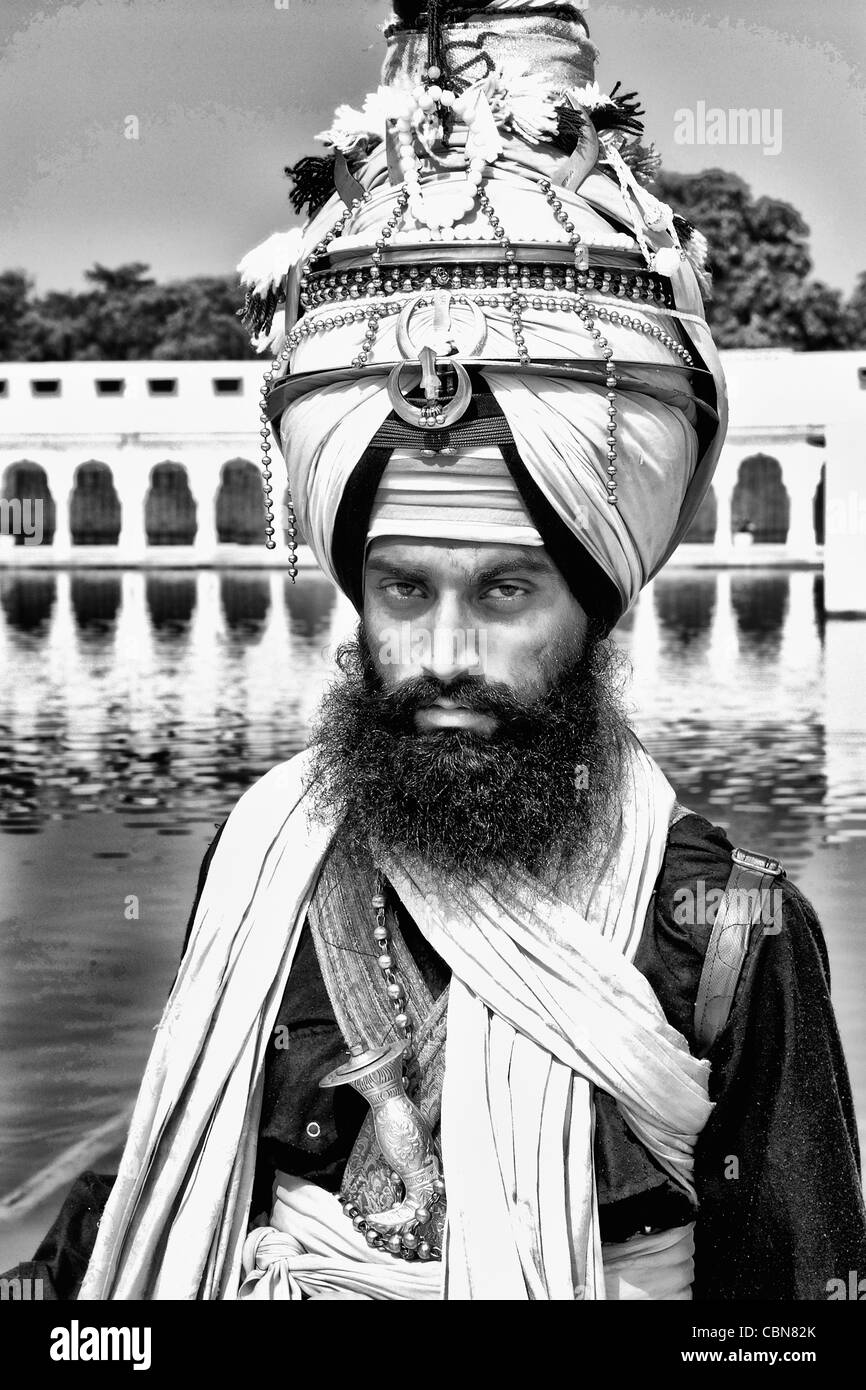Portrait of colorful Sika Hindu religious man in famous Bangla Shib