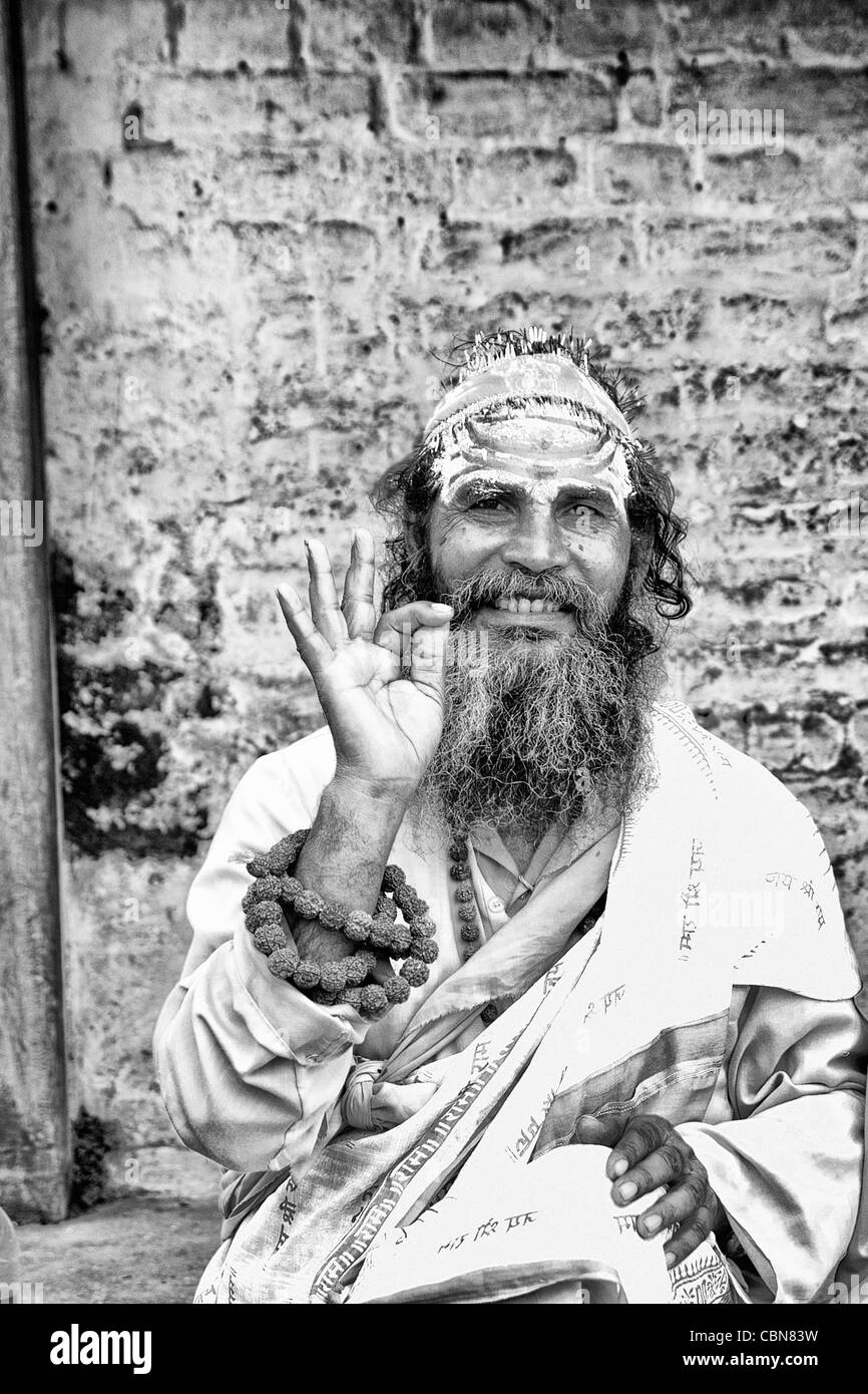 Kathmandu Nepal religious man who is a character painted in costume